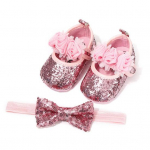 DYS Baby Girl Rose Sequins Libisemisvastase pehme tallaga Prewalker Princess Kingade peapael L roosa