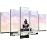 Viieosalise pildiga l&otilde;uenditr&uuml;kk Zen Buddha Stones 100x70 roosa