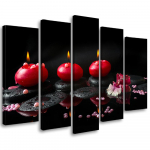 Viieosalise pildiga l&otilde;uendiprindiga Stones Zen Spa k&uuml;&uuml;nlad 100x70 punane