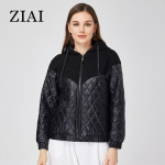 ZIAI New Spring Autumn Short Naiste kevadjope L&uuml;hike tepitud &otilde;mblusega Kapuutsiga mood jakid naistele 2023 ZM-20333 XS must