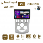 Autoraadio Android 12 Renault Logan 1 jaoks 2004&ndash;2009 Multimeediumipleier Navigatsioon Juhtmeta Carplay GPS 2 Din 2+32GB 1+16GB