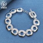 925 Sterling h&otilde;bedane &uuml;mmargune &uuml;mmargune ketiga k&auml;ev&otilde;ru ehted 20cm