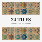 24tk Retro Mandala Seinakleebised K&ouml;&ouml;k Isekleepuvad Veekindlad Plaadikleebised Vannitoa sisustus Maroko PVC kleebis 10*10*24PCS