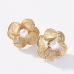 Pinkdudu Lihtne kuldne lille imitatsioon p&auml;rlik&otilde;rvar&otilde;ngad Mood Creative 6 kroonlehega metallist k&otilde;rvar&otilde;ngad naistele ehted kingitused PD707 kuld