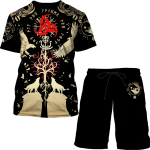 Moodne vintage tr&uuml;kitud T-s&auml;rk meestele vabaaja O-kaelusega topid Trend l&uuml;hikesed p&uuml;ksid 2-osaline varustus suvine &otilde;ue-spordidressid l&uuml;hikesed p&uuml;ksid tee komplektid 4XL