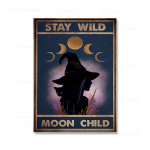 Stay Wild Moon Child Plakat Hipi n&otilde;id ja kass, l&otilde;uend Hingemaagia maalid Vintage t&uuml;drukud Magamistoa Seinakaunistused Pildid Ilma raamita 21*30cm