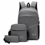 4 v&auml;rvi Moekott 3 tk komplektid S&uuml;learvuti seljakott USB laadija &Auml;rimeeste naiste reisi &otilde;lakott Koolikott 27x42x12cm hall