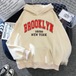Naiste pikkade varrukatega Boston Brooklyni kirjatr&uuml;kiga kapuuts Naiste mood mantel Oversized New Yorgi pusad Naiste kampsunid naiste kampsunid Brooklyni riided 2XL