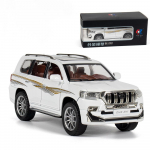 1/24 m&otilde;&otilde;tkavaga Toyota Prado mudelauto, tsingisulamist tagasit&otilde;mmatav m&auml;nguauto heli ja valgusega lastele, poisile t&uuml;drukule kingitus 1/24-21x9.5x8.5cm valge