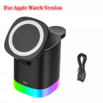 3-&uuml;hes magnetiline juhtmevaba kiirlaadija iPhone 12 13 14 Pro Max RGB Ambient Light 15W laadimisjaam Airpodidele Apple Watch must