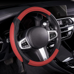 Sport Leather Steering Wheel Cover 37-39cm Universal Breathable for Car Truck SUV van, Anti Slip Odorless Car punane