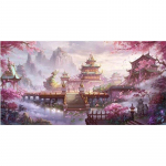 5D DIY Teemanttikandid T&auml;is&uuml;mmargune maja m&auml;gimosaiik Teemantmaal Sakura lillede maastik Seinakaunistused 30x60CM
