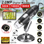 1080P 1600X 2MP 8 LED reguleeritav digitaalmikroskoop C-t&uuml;&uuml;pi/mikro-USB luup elektrooniline stereo-USB endoskoop telefonile 1000X