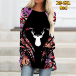 Klassikaline peen naiste vabaaja vaba kaelusega &uuml;laosa pikkade varrukatega v&auml;rviprint XS-8XL 6XL