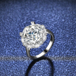 Moodne t&otilde;eline moissanite lillega s&otilde;rmus 5 kate 11 mm D v&auml;rvi labori teemant puhas S925 h&otilde;bedane peen ehe kingitus naistele 9