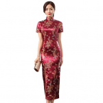 Tr&uuml;kitud Cheongsami keskmise s&auml;&auml;re pikkusega v&ouml;&ouml;kohaga liibuv naiselik Dragon Phoenix mustriga elegantne l&otilde;hestatud kleit 2XL