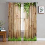 Plangud Seinad Lehed Roheline Muru T&uuml;ll L&auml;bipaistev aken Kardinad elutuppa magamistuppa Moodne Voile Organza kardinad eesriided W135 x H115cm x1
