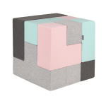 KiddyMooni pehmed vahtkuubikud ehitusklotsid 14cm lastele, 9 tk, sega: helehall-tumehall-roosa-m&uuml;nt 9 Pieces