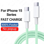 35 W kiirlaadimise USB C-t&uuml;&uuml;pi C-kaabel Apple iPhone 15 Pro Max USB C-kaabel iPhone 15 Plus laadija tarvikute jaoks 1m roheline