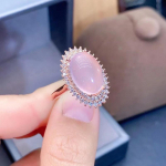 POMOiii uus imitatsioon j&auml;&auml;lootose kivipulber nefriittsirkoonist &auml;&auml;ristatud temperamendiga mood avatud s&otilde;rmus naiste ehted Adjustable Opening roosa kuldne v&auml;rv