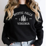 Mystic Falls Virginia Pusa Vampire F&auml;nni kampsun Salvatore Brothers Pusa Unisex pikkade varrukatega dressipluusid vabaaja pulloverid S must