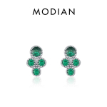 MODIAN Real 925 Sterling Silver Armsad Mini V&auml;ikesed V&auml;ikesed Vintage Rohelised N&ouml;&ouml;pk&otilde;rvar&otilde;ngad Naistele Sillutusseade CZ Fine Jewelry King h&otilde;be