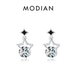 MODIAN P&auml;ris 925 Sterling Silver Stars S&auml;delevad CZ-k&otilde;rvar&otilde;ngad Originaal emailiga k&otilde;rvaklapid naistele H&uuml;poallergeensed peened ehted h&otilde;be