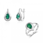Kerge luksuss&otilde;rmuste ja k&otilde;rvar&otilde;ngaste komplekt 925 Sterling h&otilde;bedane naturaalne roheline ahhaat kalliskivist s&uuml;nnip&auml;evapeo ehteid kingitus US RING SIZE:7# roheline