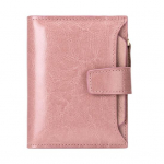 Naiste rahakott, sile kunstnahast t&otilde;mblukk, RFID-kaitse, mitu taskut suure mahutavusega telefoni sularaha vahetamine, hoiustamiskott L&uuml;hike kaardihoidja lilla