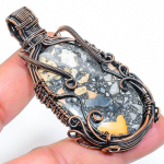Natural Malinga Jasper Gemstone Handmade Copper Wire Wrap Pendant 2.68 n3i18