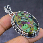 Natural Copper Zosite Gemstone 925 Steling Silver Jewelry Pendant 2.21 v7n20