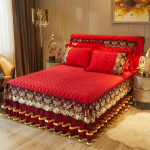 Crystal Velvet pitsist voodi seelik paksendatud soe tepitud voodikate madrats kaitsekate 1,5 M1,8 M 2,0 180*220cm 3pcs