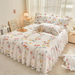Uus puuvillane pitsiga tepitud voodilina seelik kolmeosaline printsessi stiilis pitsist voodikate 180*220cm 1pcs