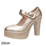 Kuldne pulmakleit kingad plokk kontsaga platvorm platvorm &uuml;hekordsed kingad sirge pandlaga k&otilde;rged kontsad naised 40