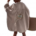 Naiste Kevadsuvi S&auml;rk Mantel Rev&auml;&auml;r, Pikad varrukad, &Uuml;herealine, kate, Litrid Silmad Kaunistus Lahti liibuv Keskmise pikkusega s&auml;rk V&auml;lisr&otilde;ivad L roheline