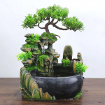 Lauaarvuti purskkaevu niisutaja, kiviktaimla maastikuga bonsai kuju, tuledega sisejuga With Fog