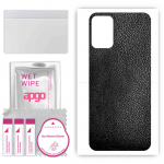 apgo Protective Skin Sticker for the back compatible with Meizu mBlu 10, Wrap Film, Foil, Vinyl - Pattern Black Leather