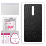 apgo Protective Skin Sticker for the back compatible with Nokia 8, Wrap Film, Foil, Vinyl - Pattern Black Honeycomb