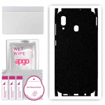 apgo Protective Skin Sticker for the back+sides compatible with Samsung Galaxy A20, Full Wrap Film, Foil, Vinyl - Pattern Matte Black