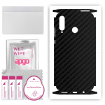 apgo Protective Skin Sticker for the back+sides compatible with Huawei P30 lite, Full Wrap Film, Foil, Vinyl - Pattern Carbon Black