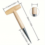 1tk, aiat&ouml;&ouml;riistad, puidust k&auml;epidemega p&otilde;lluhari, vintage v&auml;etis ja k&uuml;lvit&ouml;&ouml;riistad, istutusabivahendid juurviljade istutamiseks Horticultural Hole Punch kollane