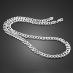 Klassikaline meeste ratsapiitsiga kaelakee 6,5 mm valge vask paks roodiumiga kaetud ehted 46cm