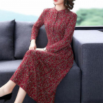 Suur pikkade varrukatega kleit Keskealiste naiste temperamendiga naiste pikk kleit XXXXL