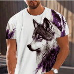 Uus Suvine Meeste Moe T-s&auml;rk Personality Wolf Printed Meeste T-s&auml;rk Top XS kollane