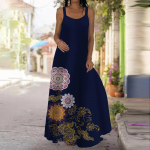 Naiste libisemiskleit Maxi pikk kleit Kuldsete lilledega prindiga kleit kevad-suvi V-kaelusega vaba aja veetmiseks XS kuld