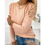 Naiste Mood Plus Size Pure Color &otilde;huke pits &otilde;&otilde;nes pikkade varrukatega T-s&auml;rk Pehme ja mugav &otilde;huke vaba vabaaja topid S oranž