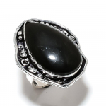 Black Obsidian Gemstone Handmade 925 Sterling Silver Jewelry Ring Size 8 f9e48