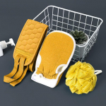 3 tk 1 komplekt / 6 tk 2 komplekti seljakoorija koorimiskindad ja luffahhi vannik&auml;sna komplekt meestele ja naistele Kehakoorija koorija v&otilde;ib s&uuml;gavusele 1Set ( 3pcs ) kollane