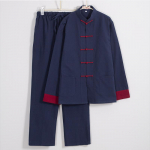 Meeste Hiina stiilis Kung Fu Tai Chi Traditsioonilised Meeste Puuvillased Topid P&uuml;ksid Hanfu Tang &Uuml;likond &Uuml;htlane idamaine mood r&otilde;ivakomplektid XXXXL