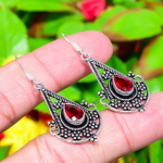 Mozambique Garnet Gemstone Handmade 925 Sterling Silver Gift Earring 1.97 n7u39